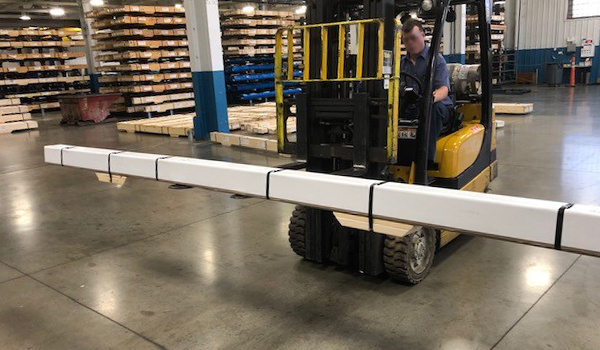 Long product protected in shipping crate