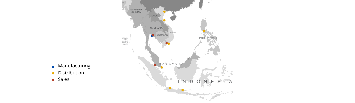 Map of Signode Facilities in Southeast Asia