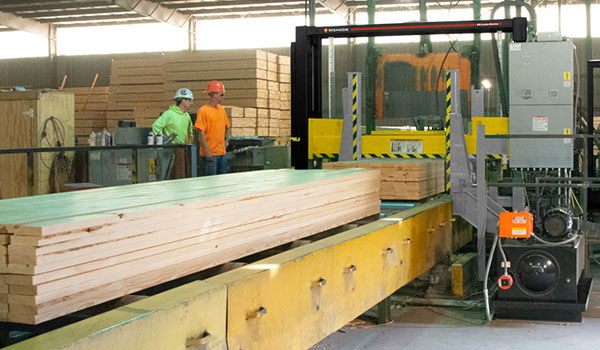 wrapped pallet in stretch film